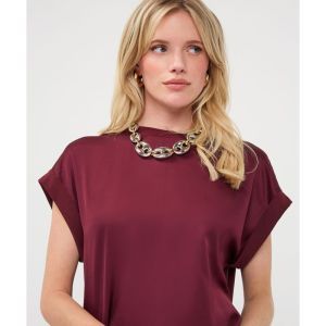 T-shirt roll up slve satin 488 Merlot