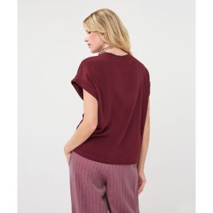 T-shirt roll up slve satin 488 Merlot